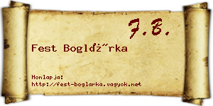 Fest Boglárka névjegykártya